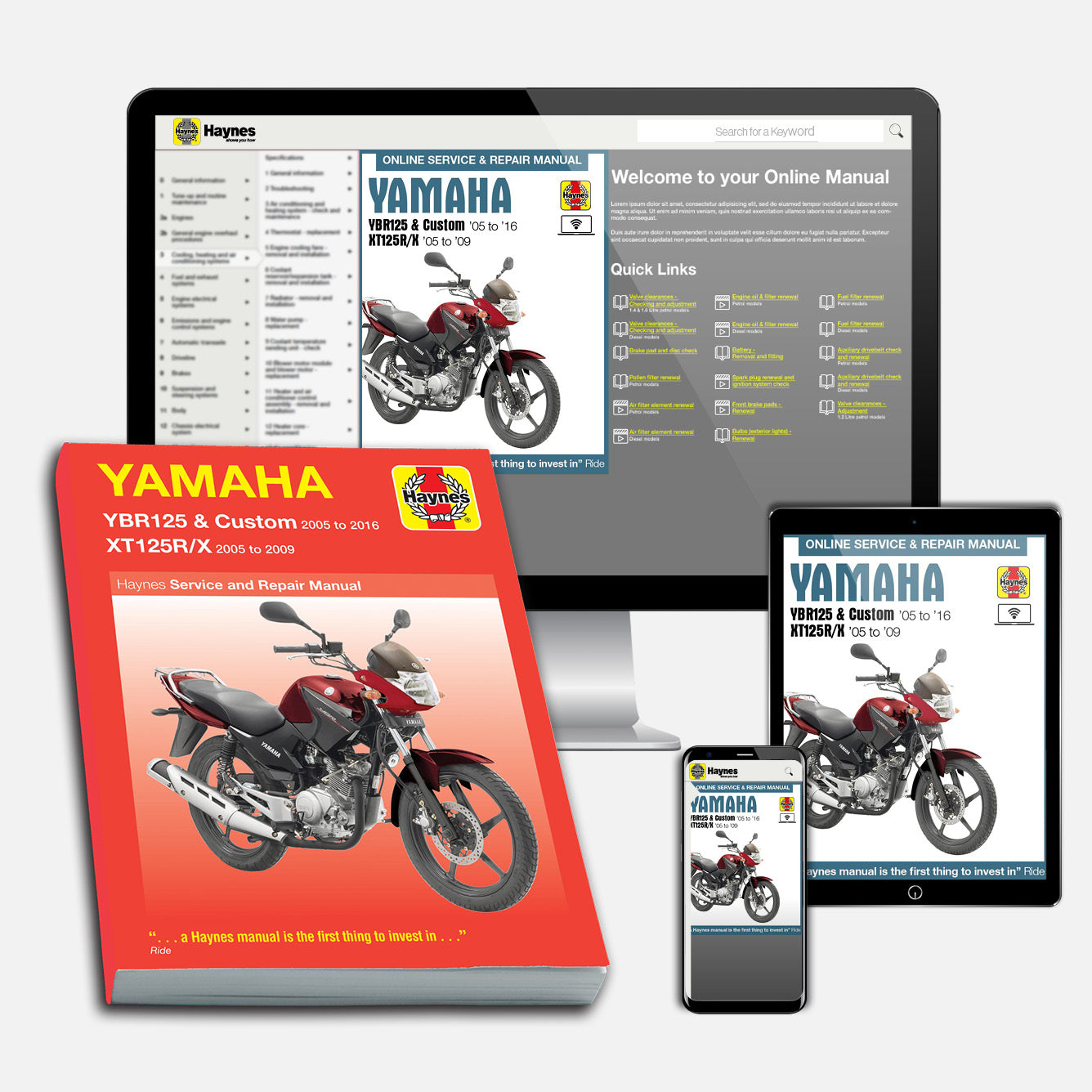 Yamaha YBR125 (2005-2016) & XT125R/X (2005-2009) Haynes Repair Manual Bundle