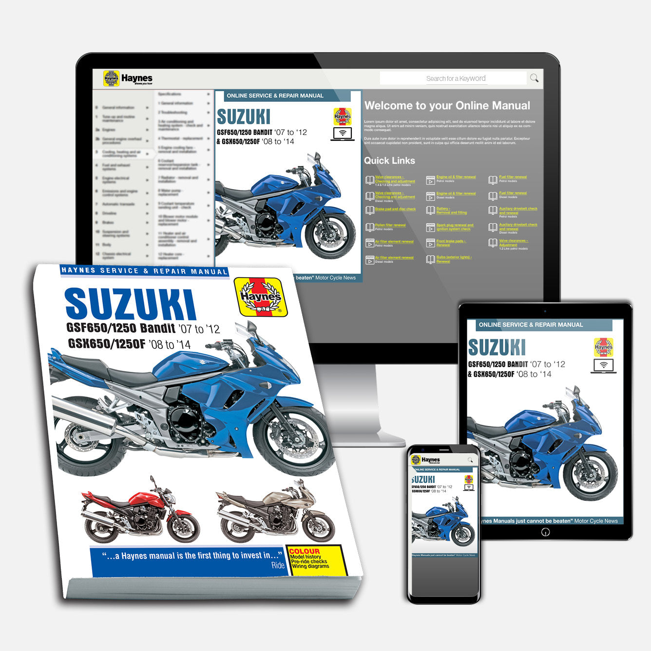 Suzuki GSF650/1250 Bandit & GSX650/1250F (2007-2014) Haynes Repair Manual Bundle