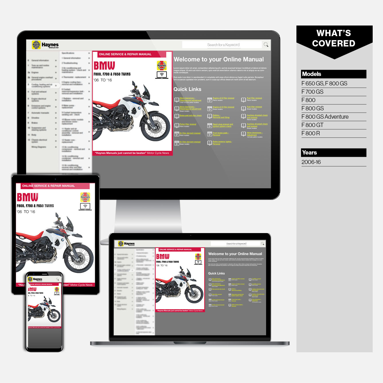BMW F650, F700 & F800 Twins (2006-2016) Haynes Repair Manual