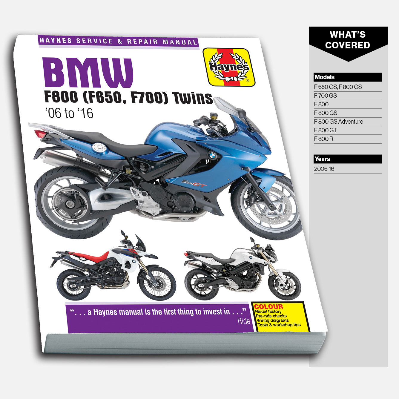 Haynes BMW motorcycle service and repair manual on a white background