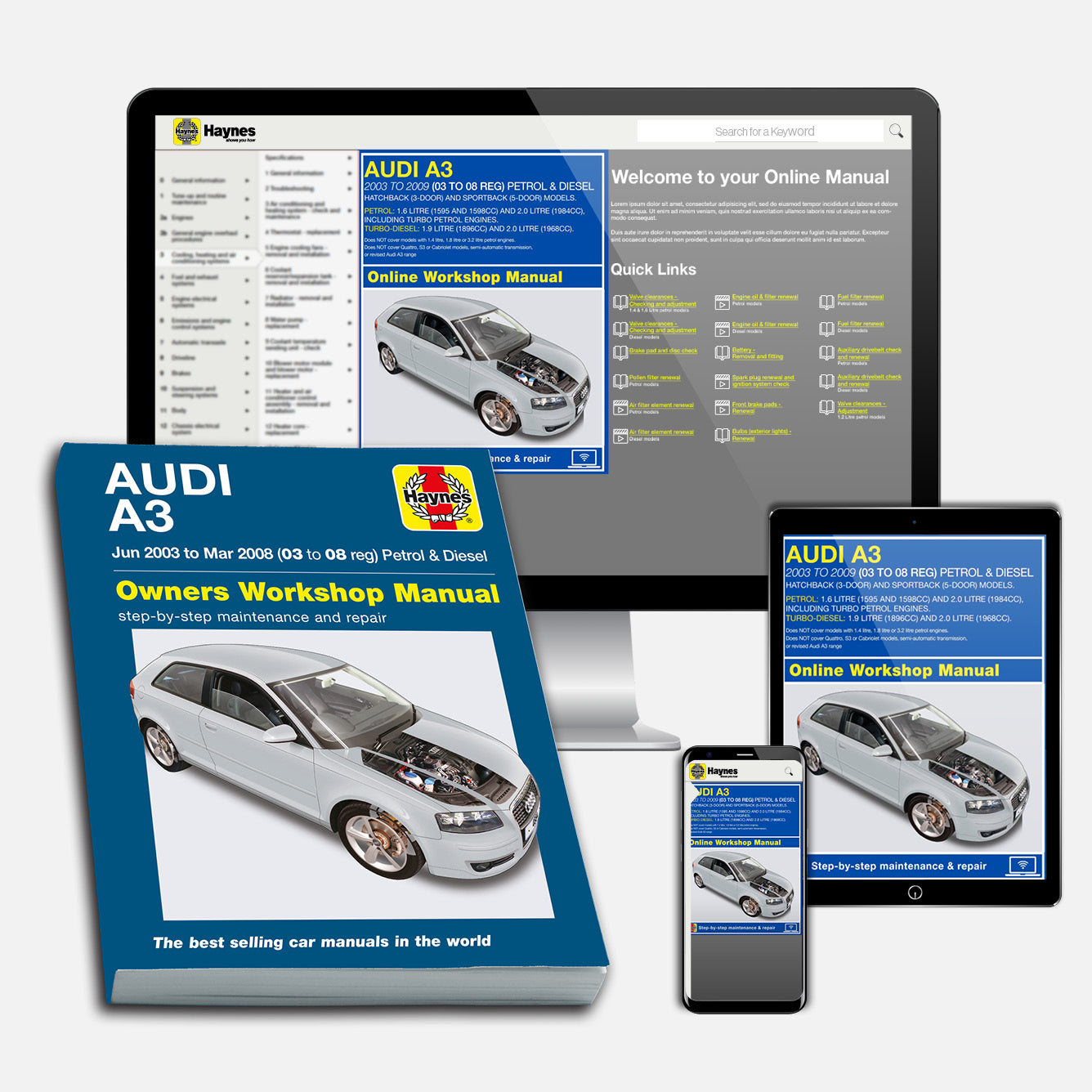 Audi A3 Petrol & Diesel (Jun 2003-Mar 2008) Haynes Repair Manual Bundle