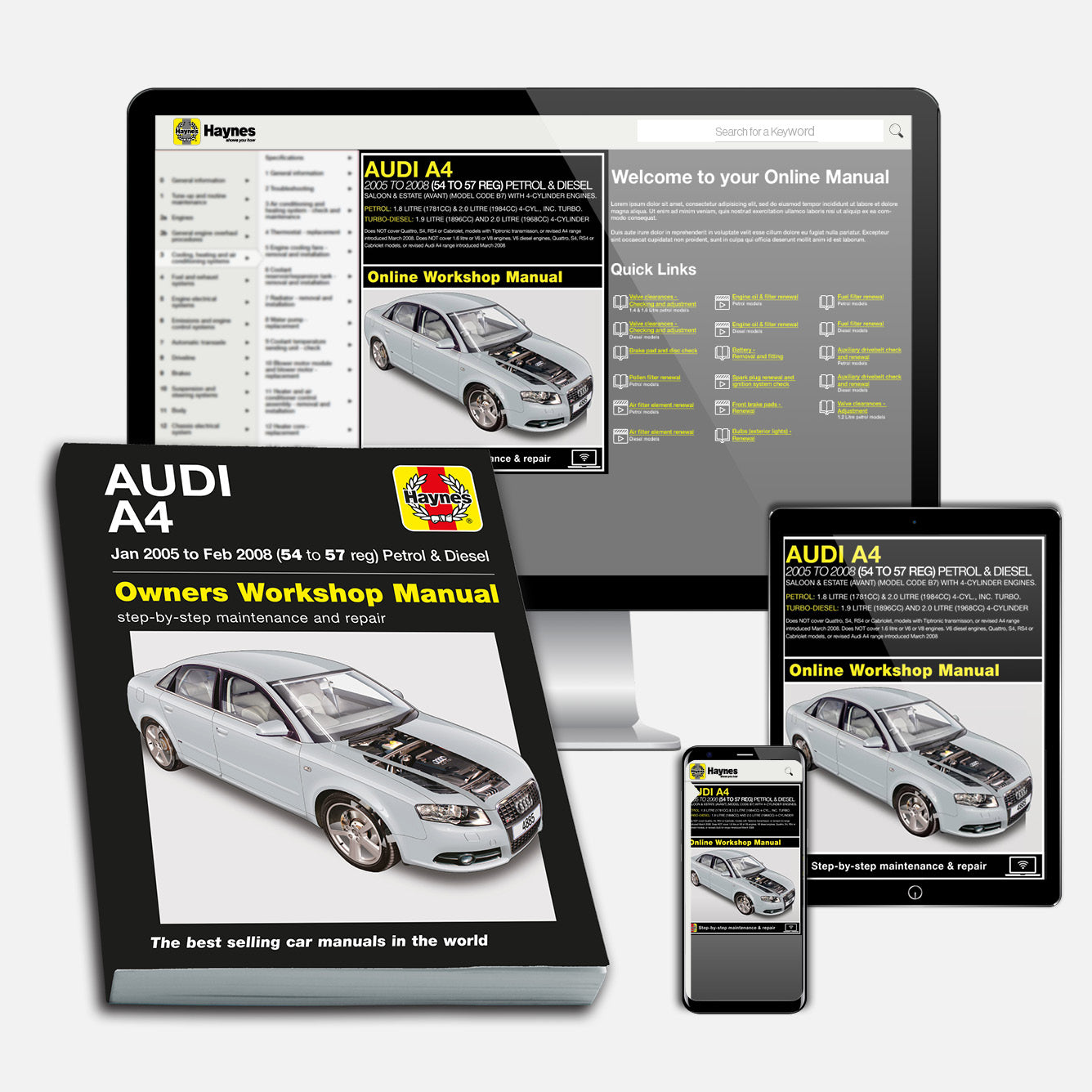 Audi A4 Petrol & Diesel (Jan 2005-Feb 2008) Haynes Repair Manual Bundle