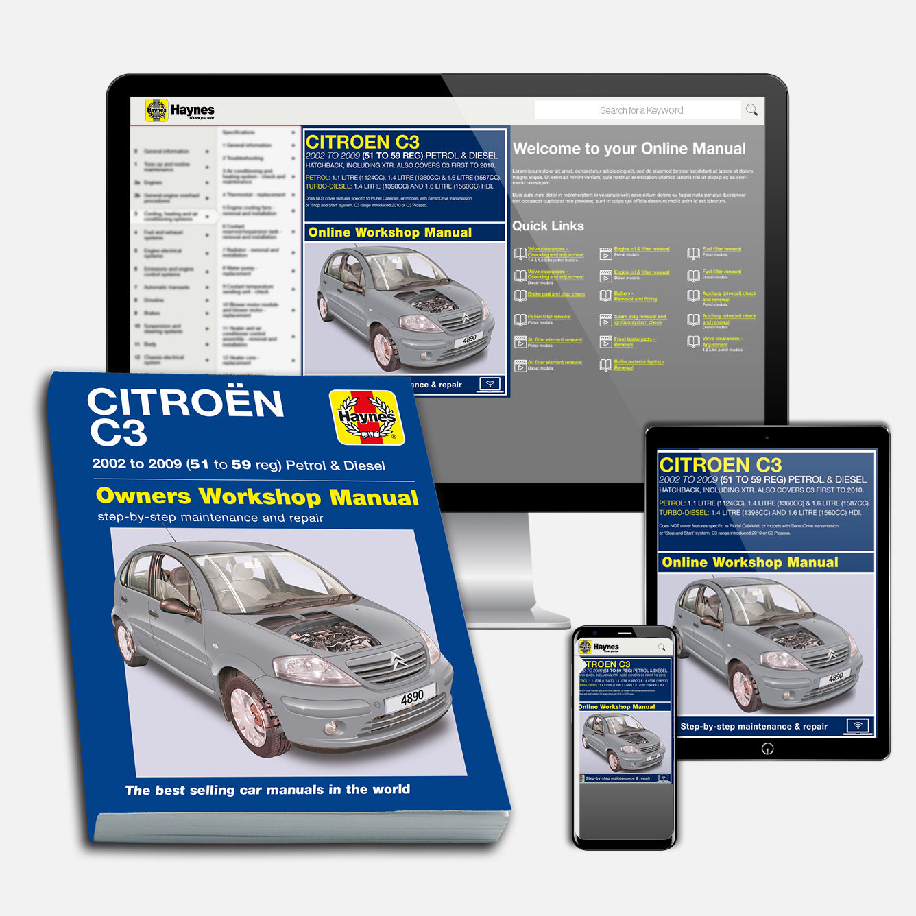 Citroen C3 Petrol & Diesel (2002-2009) Haynes Repair Manual Bundle