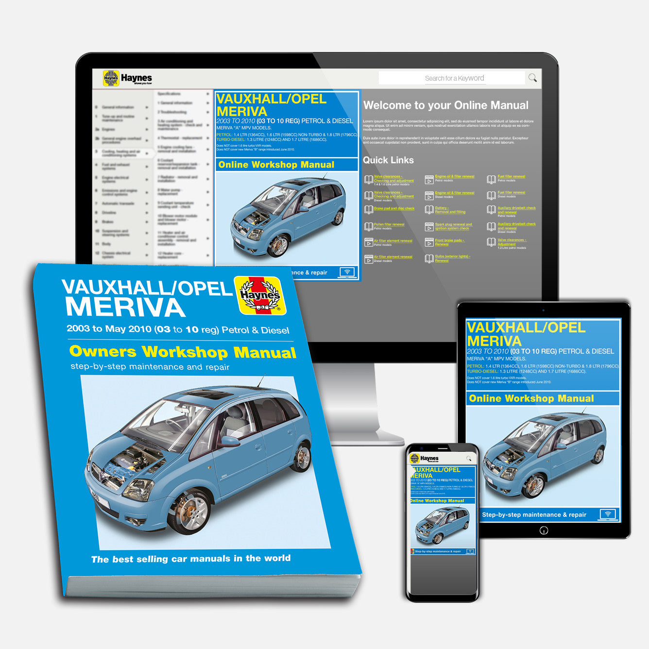 Vauxhall/Opel Meriva Petrol & Diesel (2003-May 2010) Haynes Repair Manual Bundle