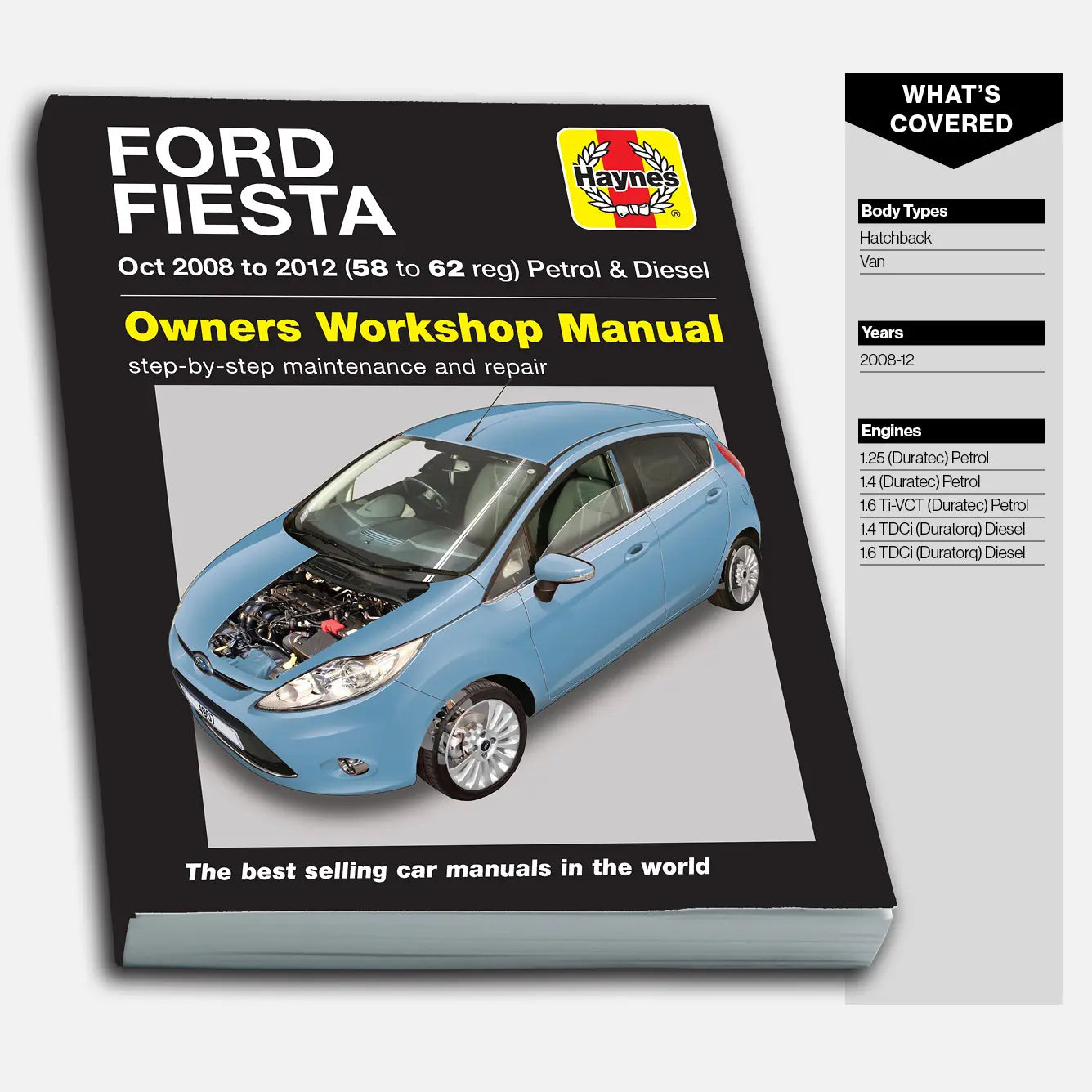 Ford Fiesta repair manual with Haynes logo on a white background