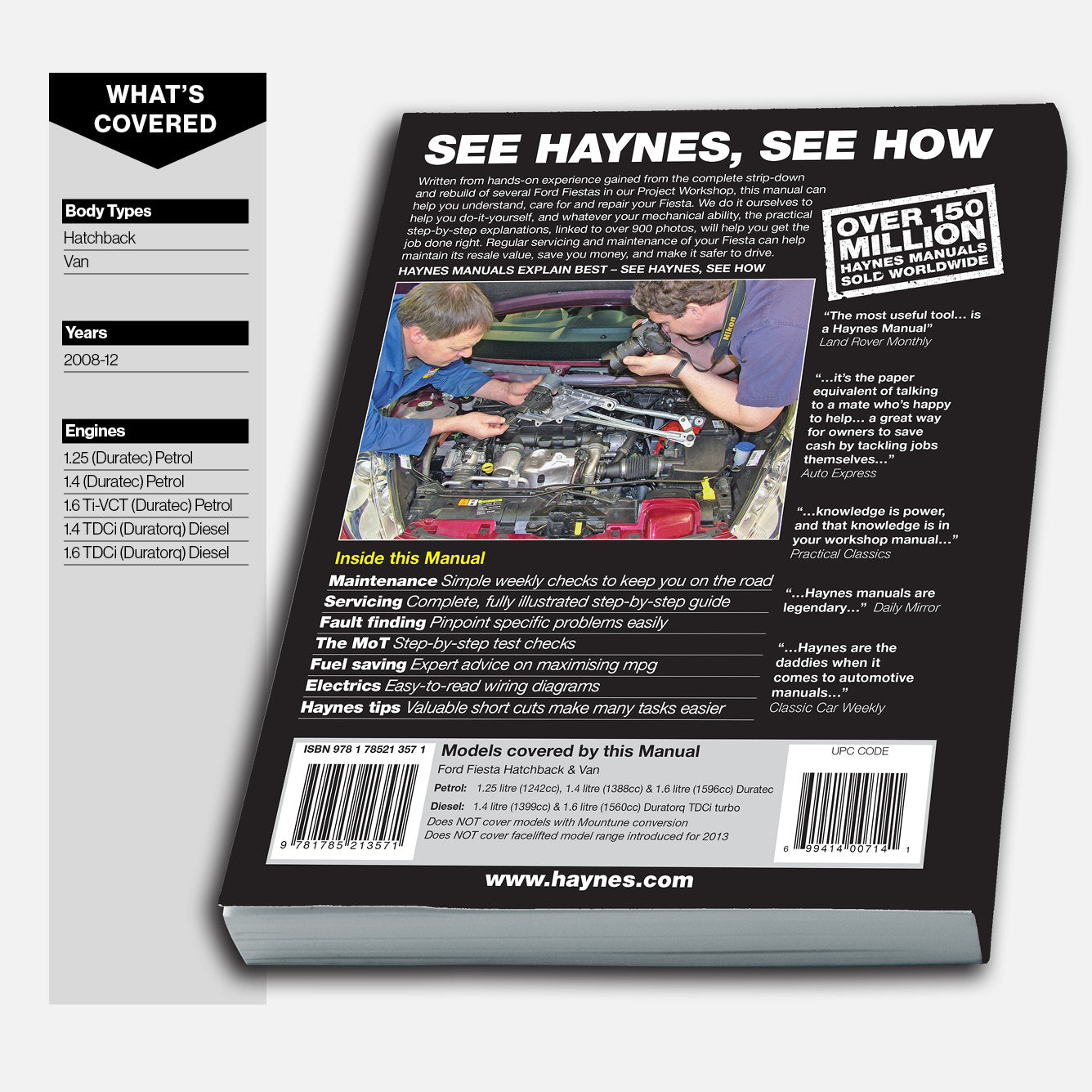 Ford Fiesta Petrol & Diesel (2008-2012) Haynes Repair Manual Printed Book Back Cover