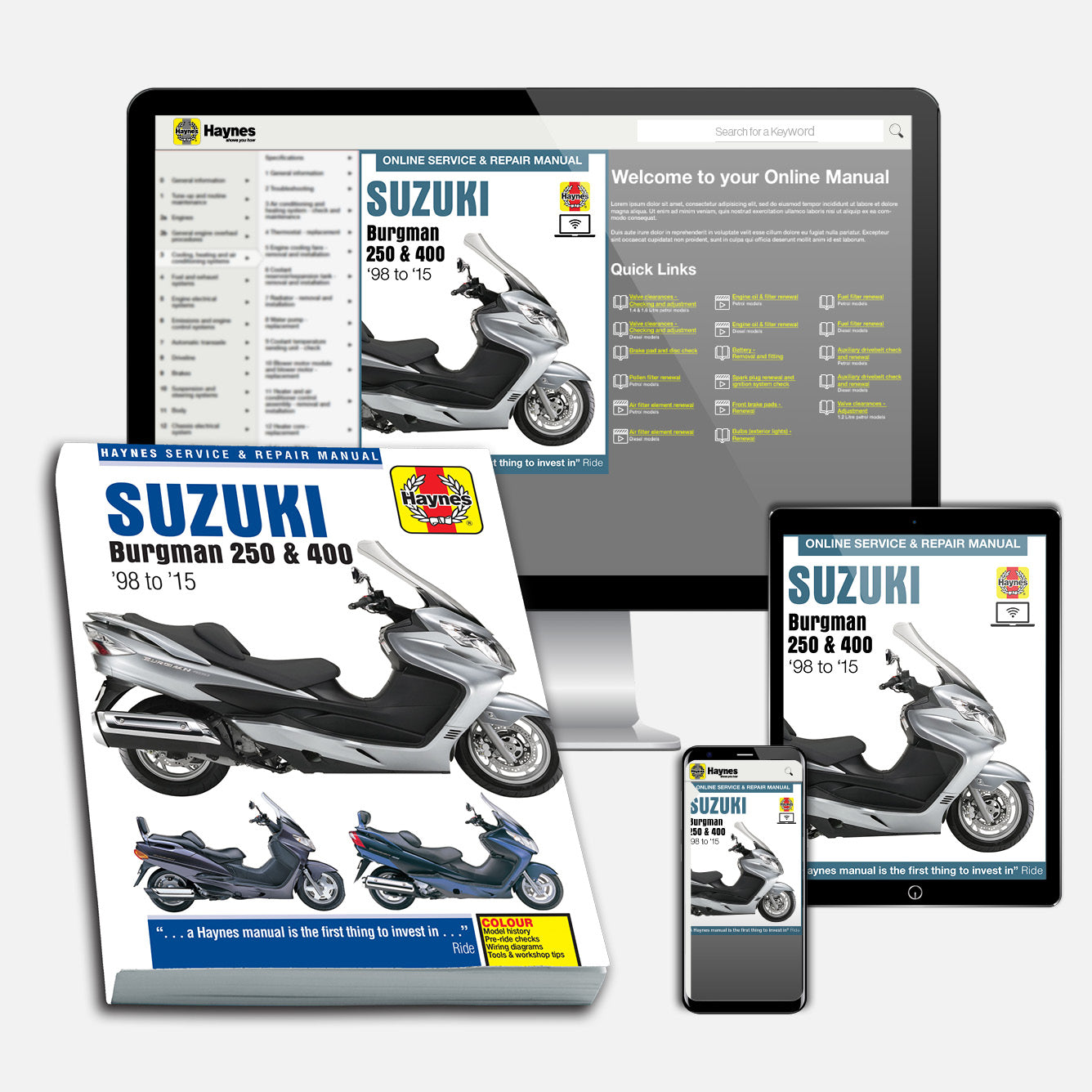 Suzuki Burgman 250 & 400 (1998-2015) Haynes Repair Manual Bundle