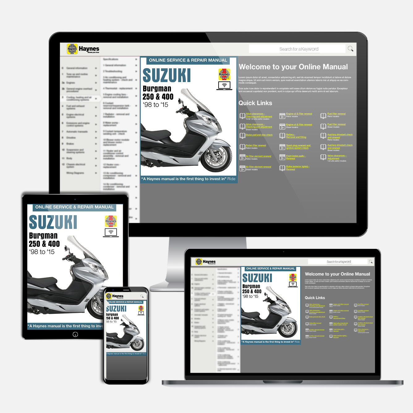 Suzuki Burgman 250 & 400 (1998-2015) Haynes Repair Manual