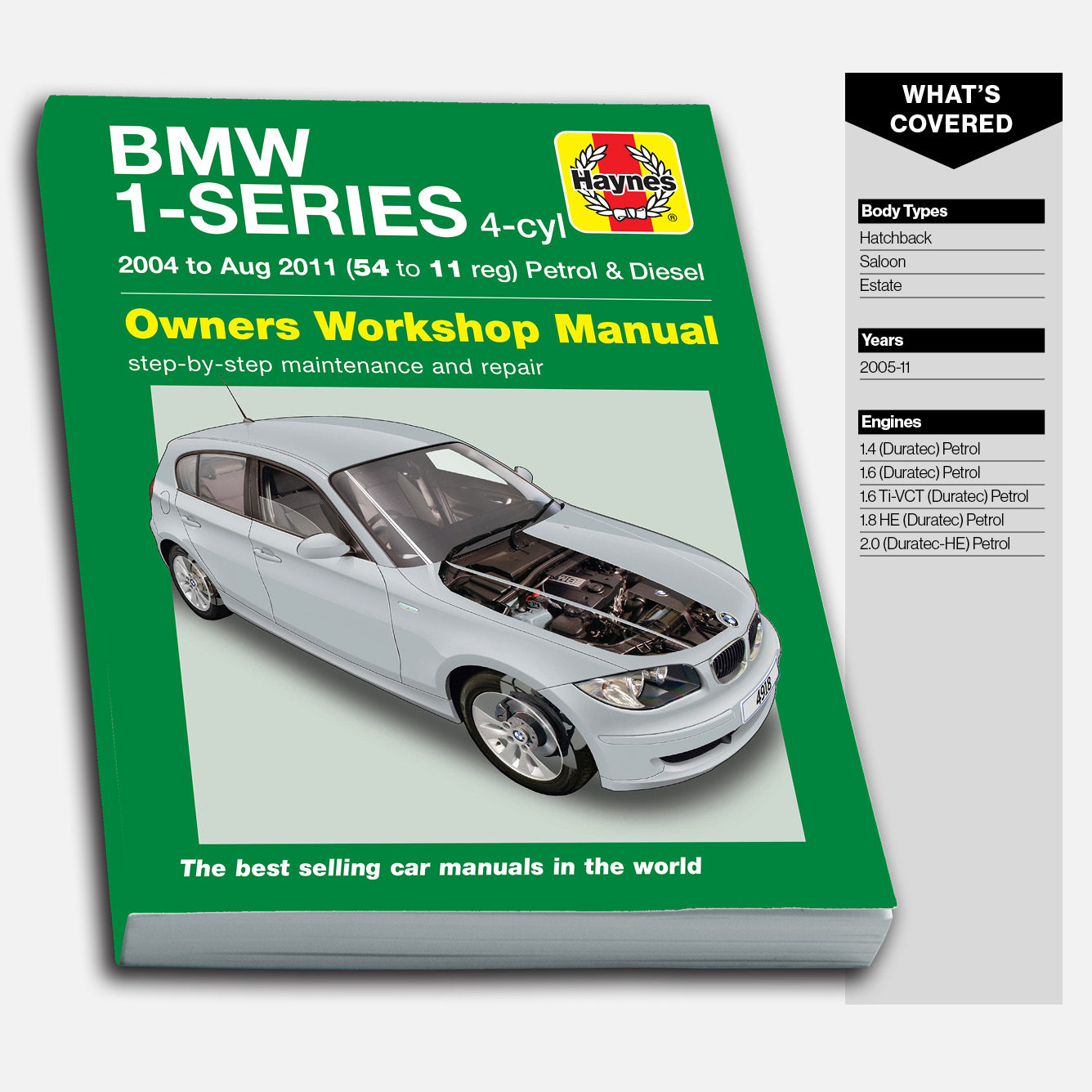 BMW 1-Series owners workshop manual on a white background