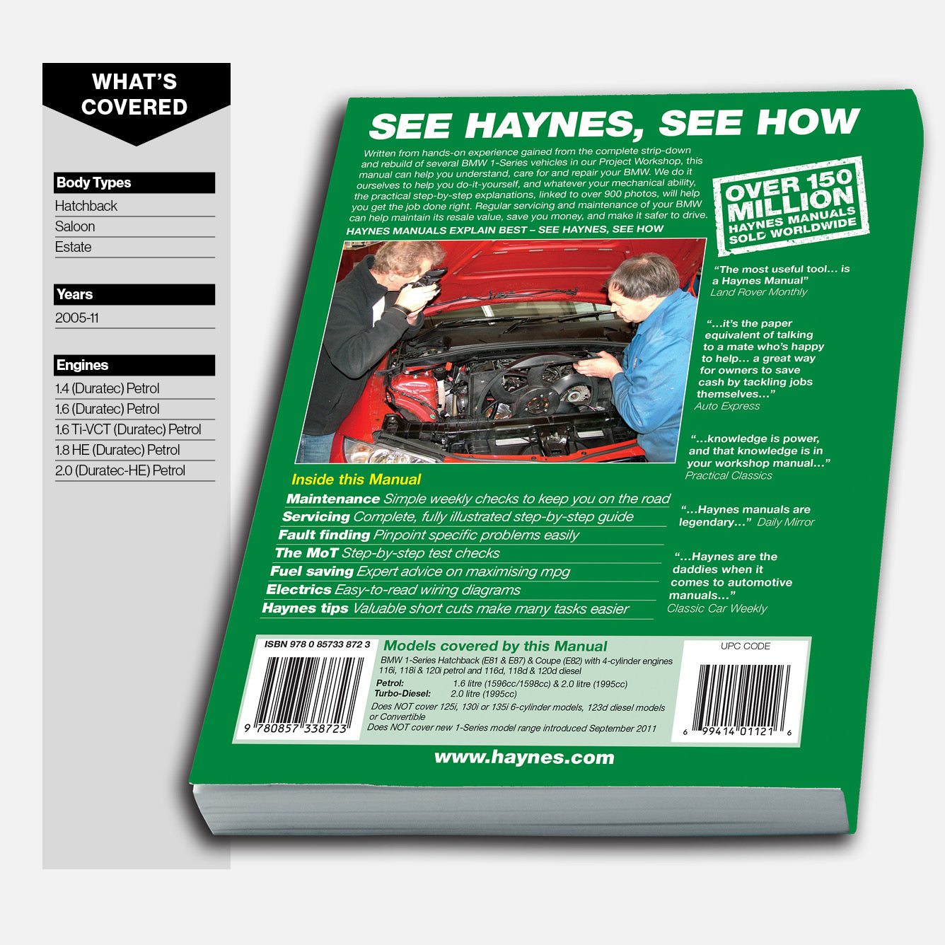 Haynes manual book cover with text and images of people working on a car.