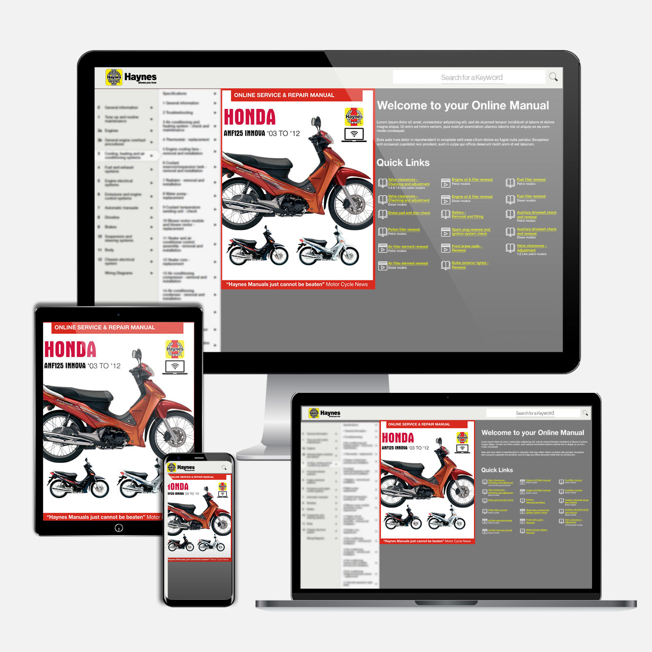 Honda ANF125 Innova Scooter (2003-2012) Haynes Repair Manual