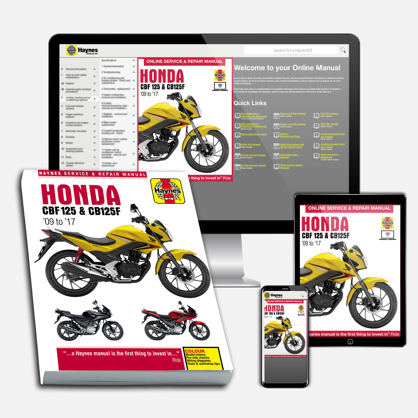 Honda CBF125 (2009-2017) Haynes Repair Manual Bundle
