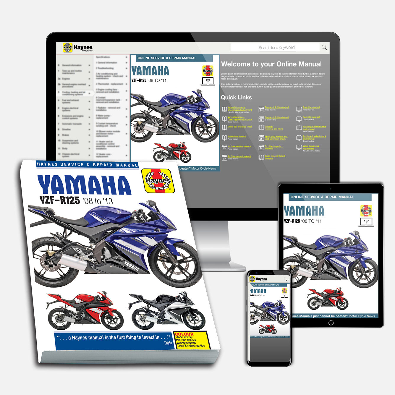 Yamaha YZF-R125 (2008-2011) Haynes Repair Manual Bundle