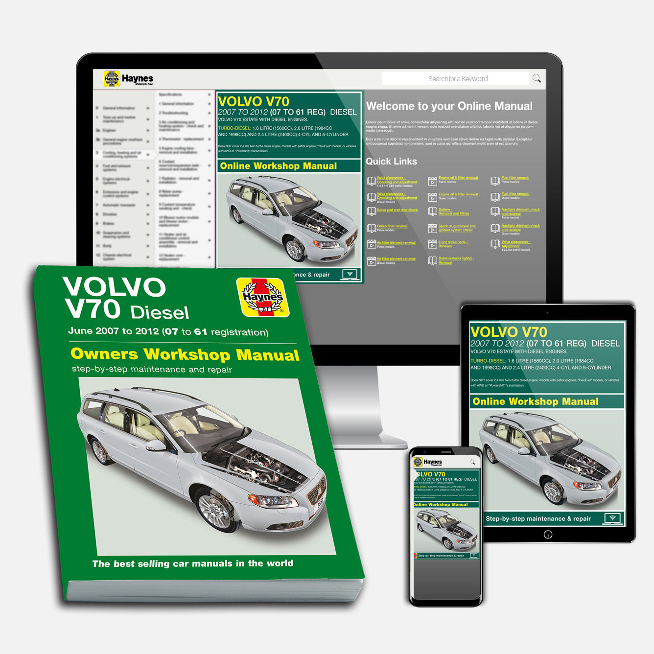 Volvo V70 Diesel (June 2007-2012) Haynes Repair Manual Bundle
