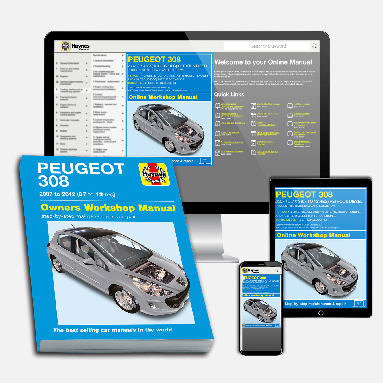Peugeot 308 Petrol & Diesel (2007-2012) Haynes Repair Manual Bundle