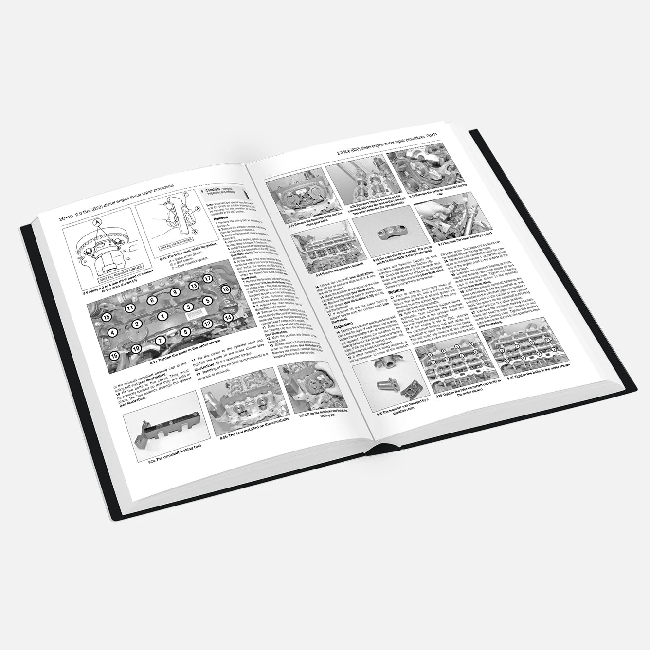 Open book with illustrations and text on a white background
