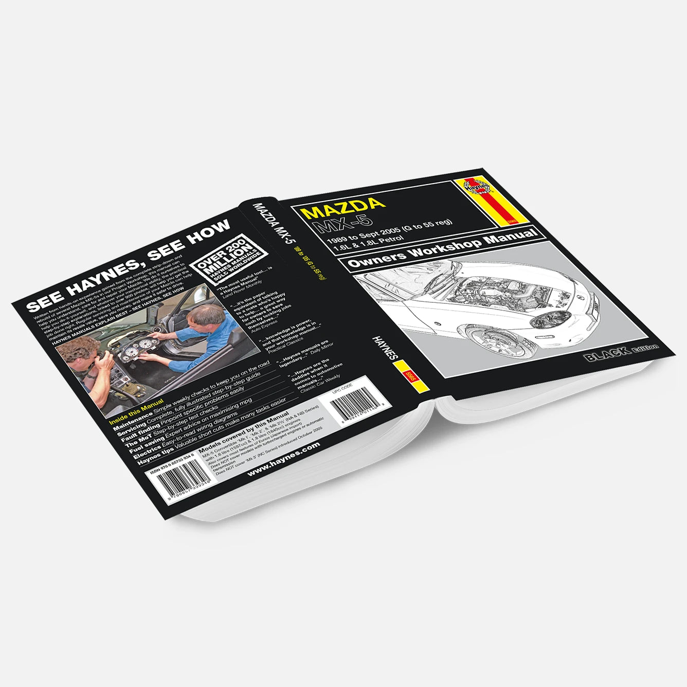 Mazda MX-5 (1989-2005) Haynes Repair Manual - Premium Hardback Black Edition