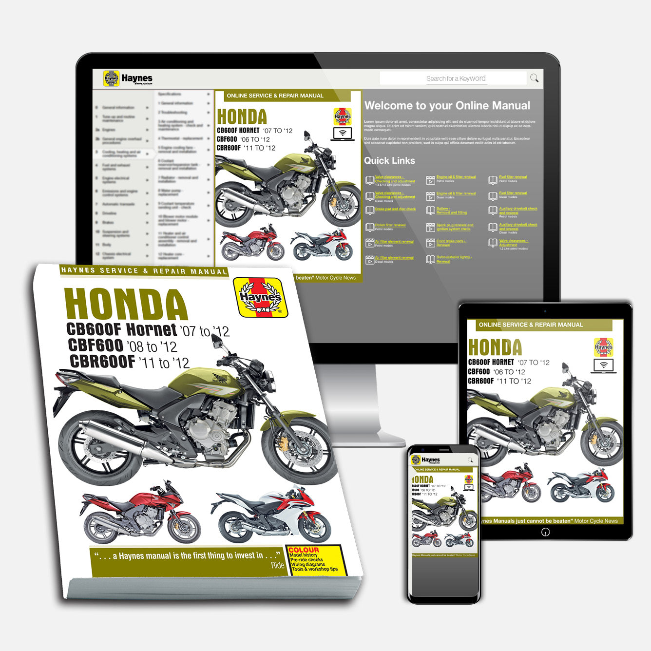 Honda CB600 Hornet, CBF600 & CBR600F (2007-2012) Haynes Repair Manual Bundle