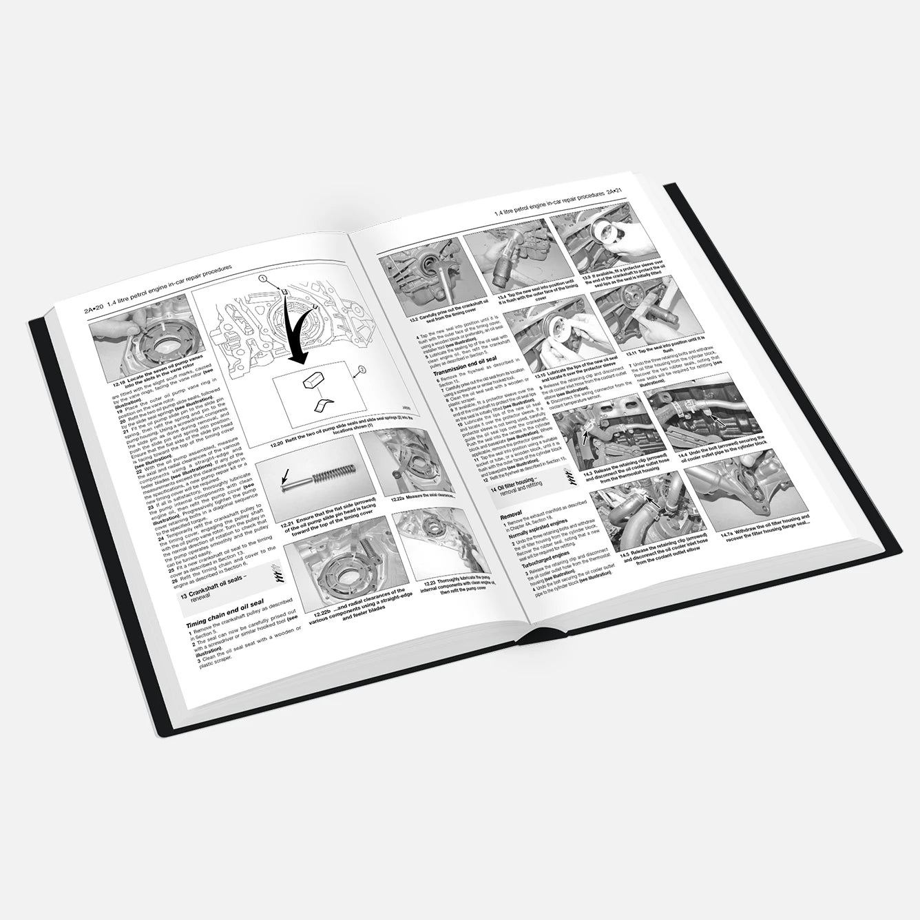 Open book with instructional content on a white background