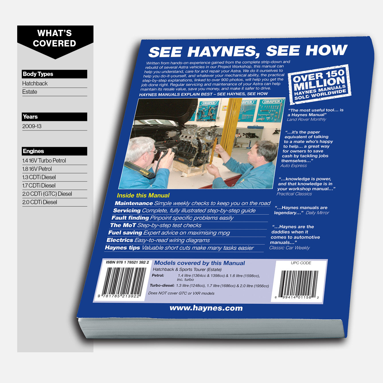 Vauxhall/Opel Astra repair manual and digital workshop manual on a white background