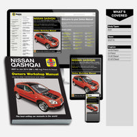 Haynes Nissan Qashqai owners workshop manual on a white background