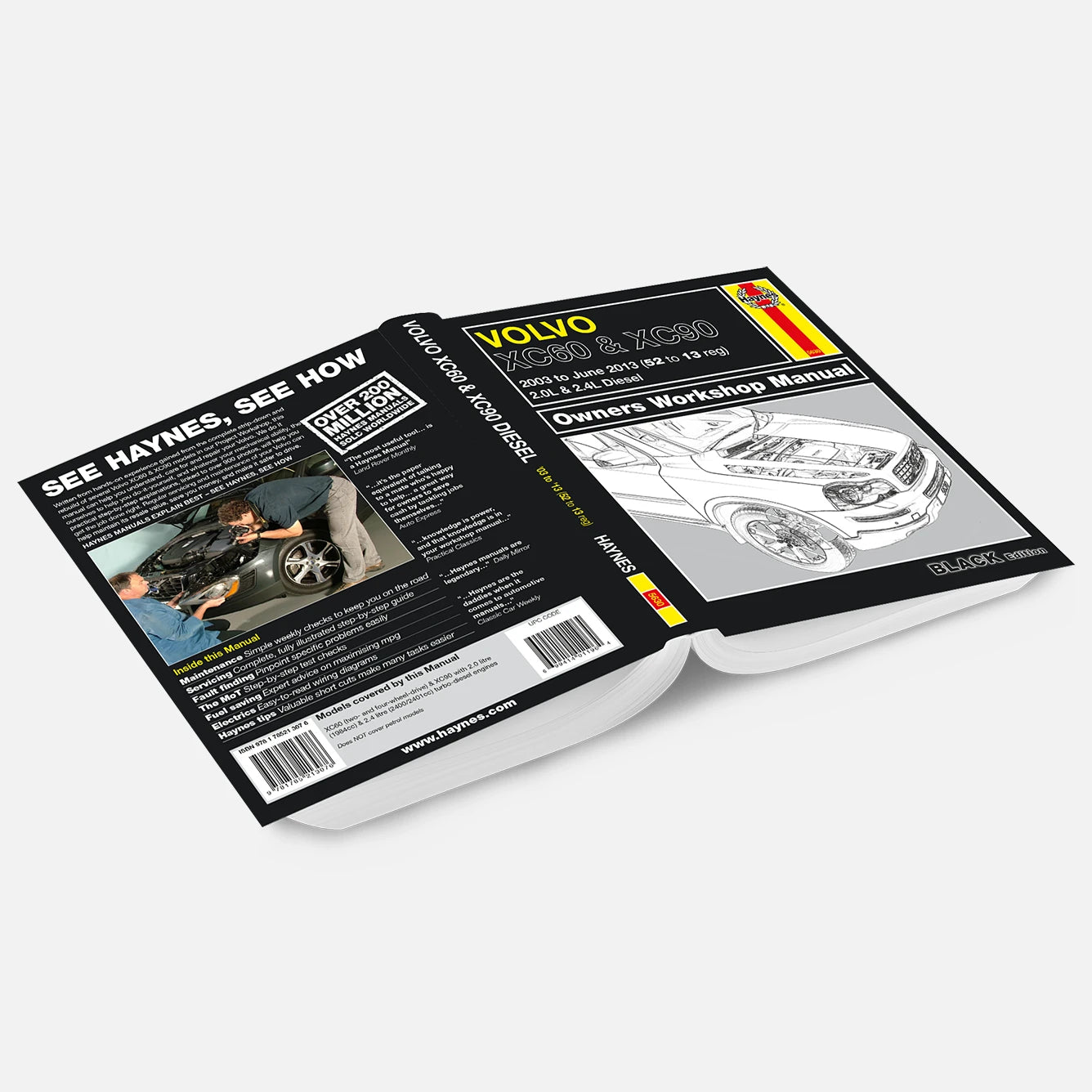 Haynes Volvo workshop manual on a white background