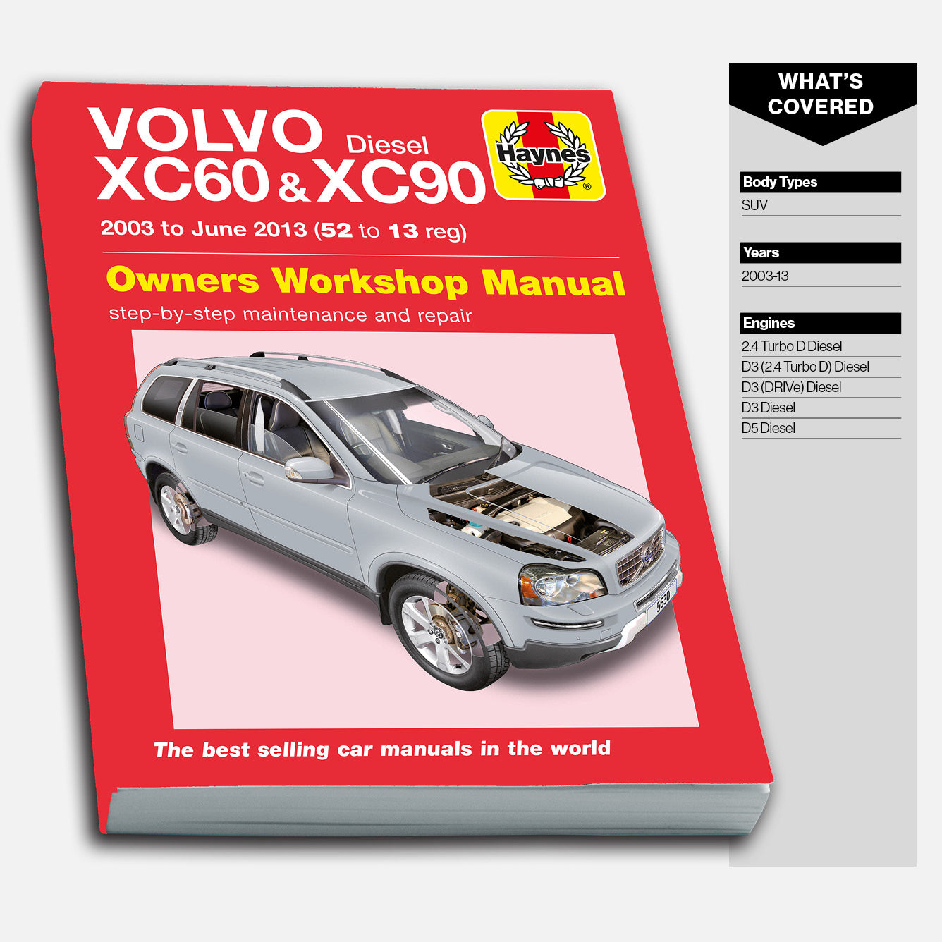 Haynes Volvo Diesel XC60 & XC90 owners workshop manual on a white background