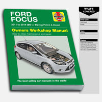 Ford Focus repair manual with a car on the cover on a white background