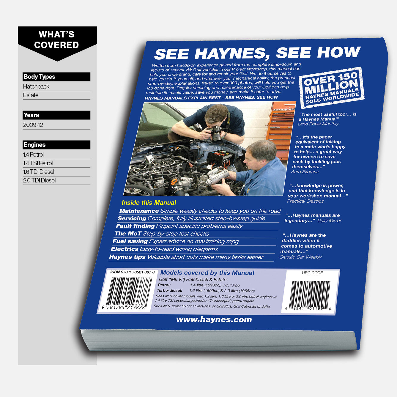Haynes manual book cover with text and images of people working on a car engine.
