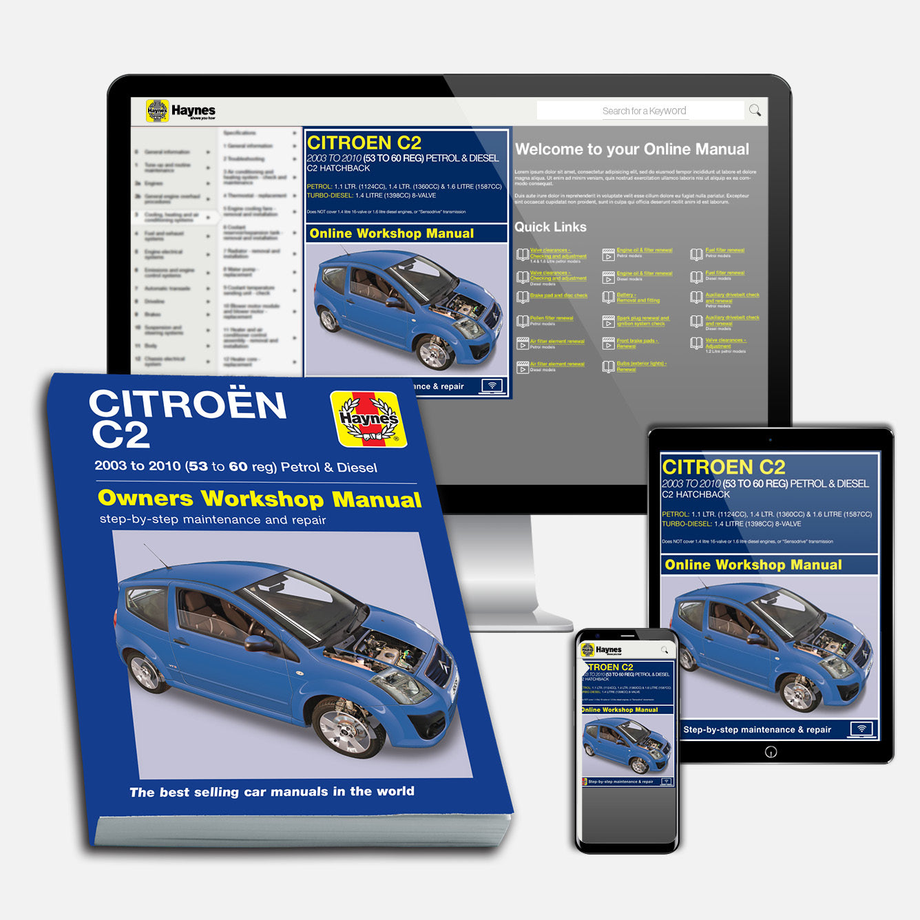 Citroen C2 Petrol & Diesel (2003-2010) Haynes Repair Manual Bundle