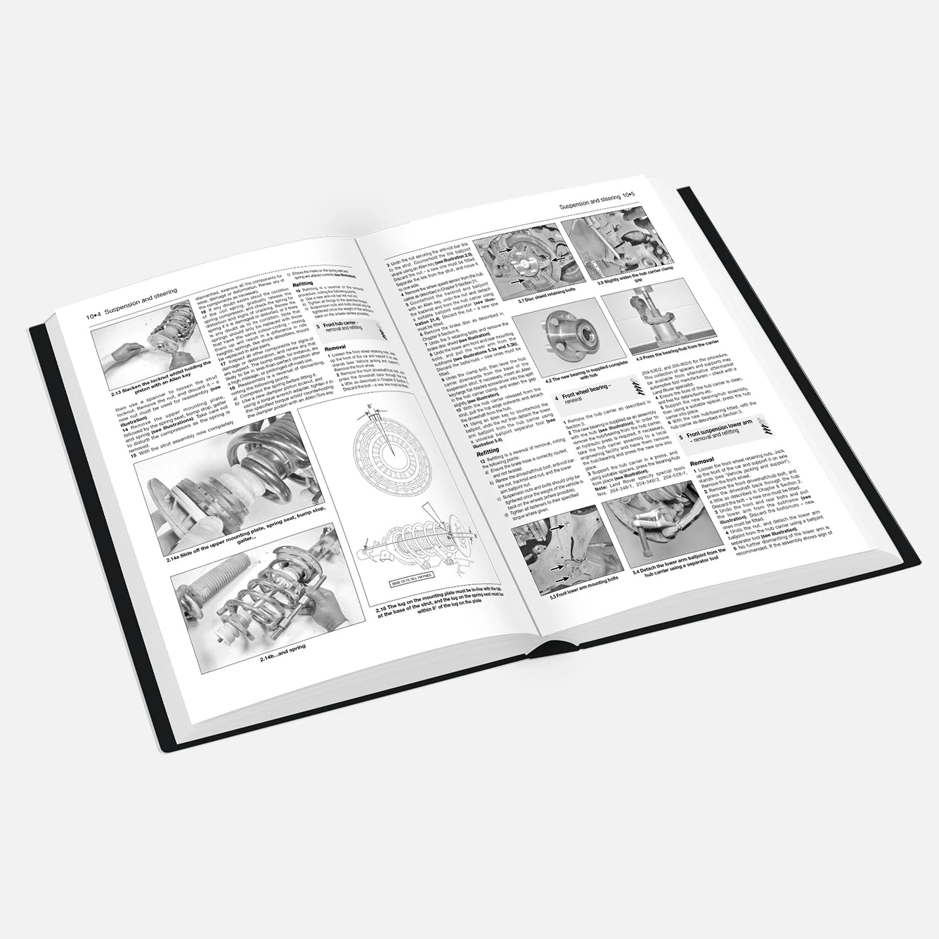 Open book with text and images on a white background