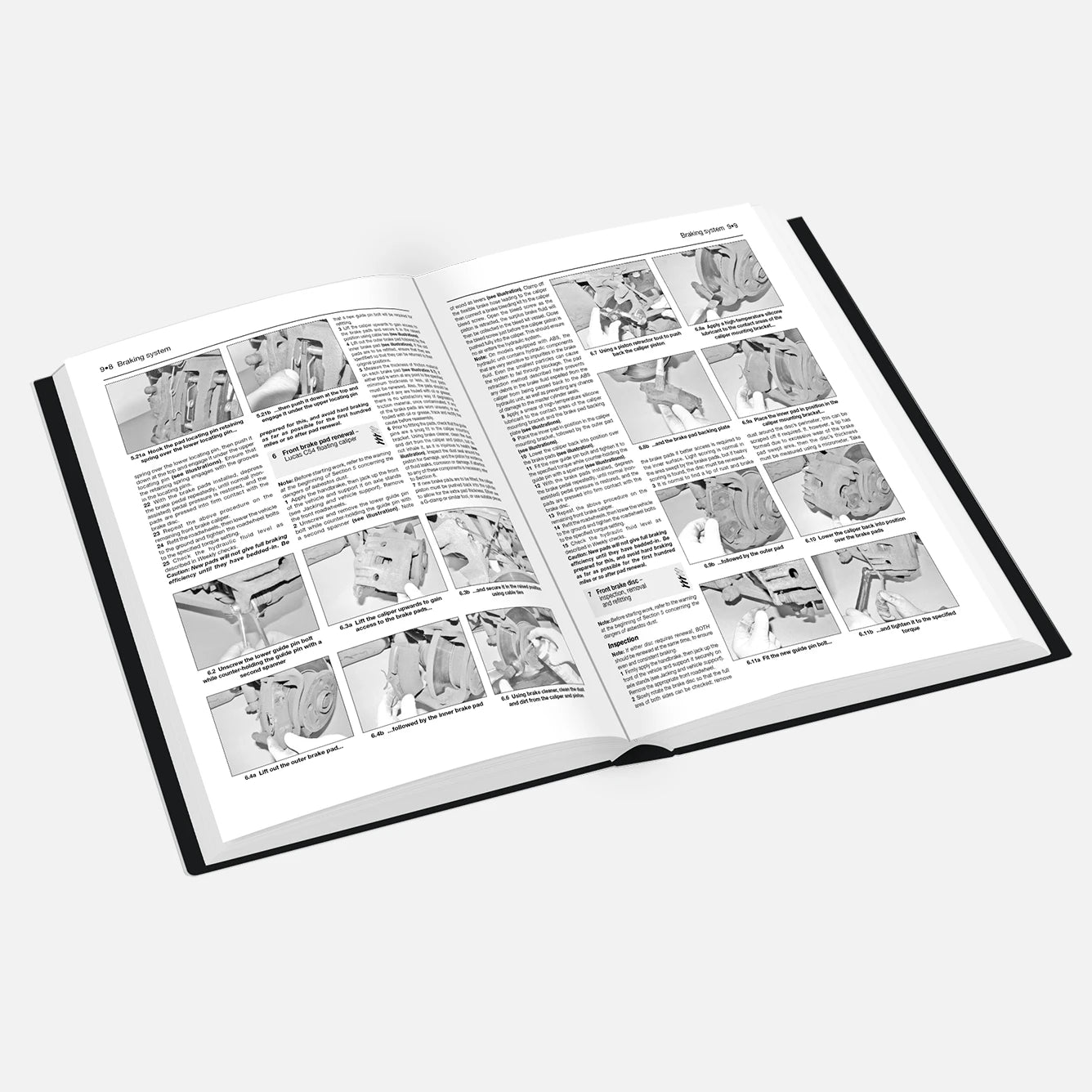 Open book with black and white illustrations and text on a white background