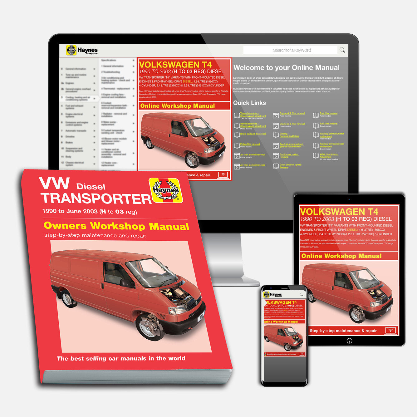 Volkswagen T4 Transporter Diesel (1990-June 2003) Haynes Repair Manual Bundle