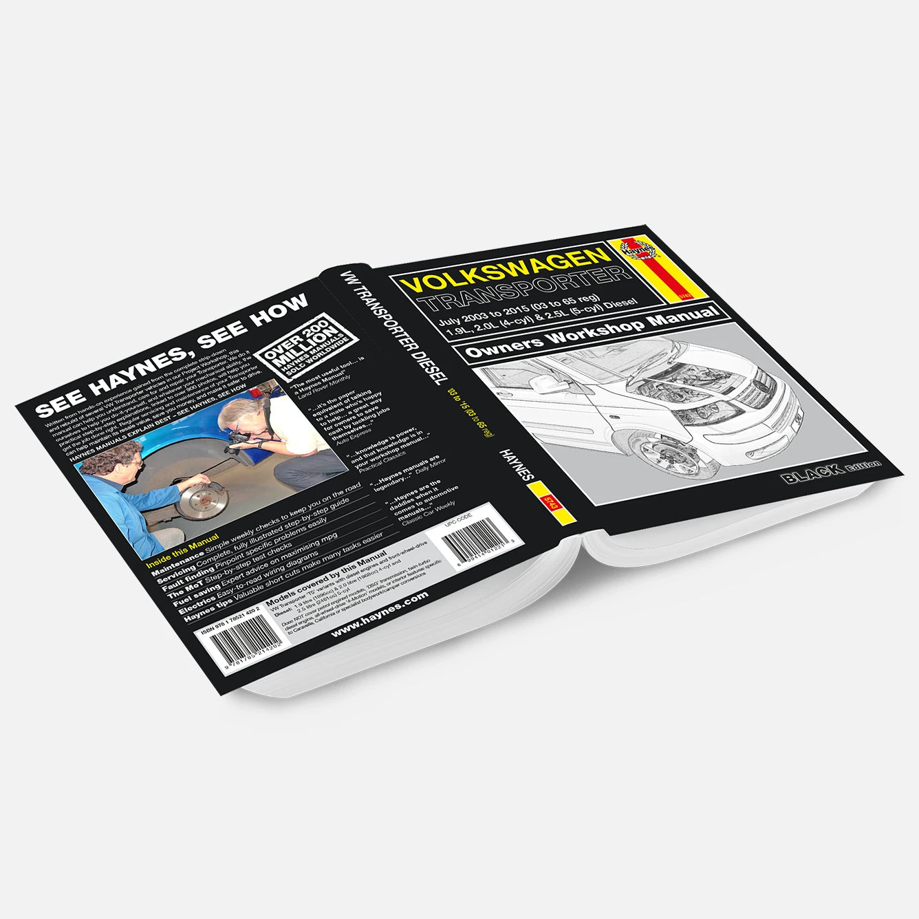 Haynes Volkswagen Transporter workshop manual on a white background