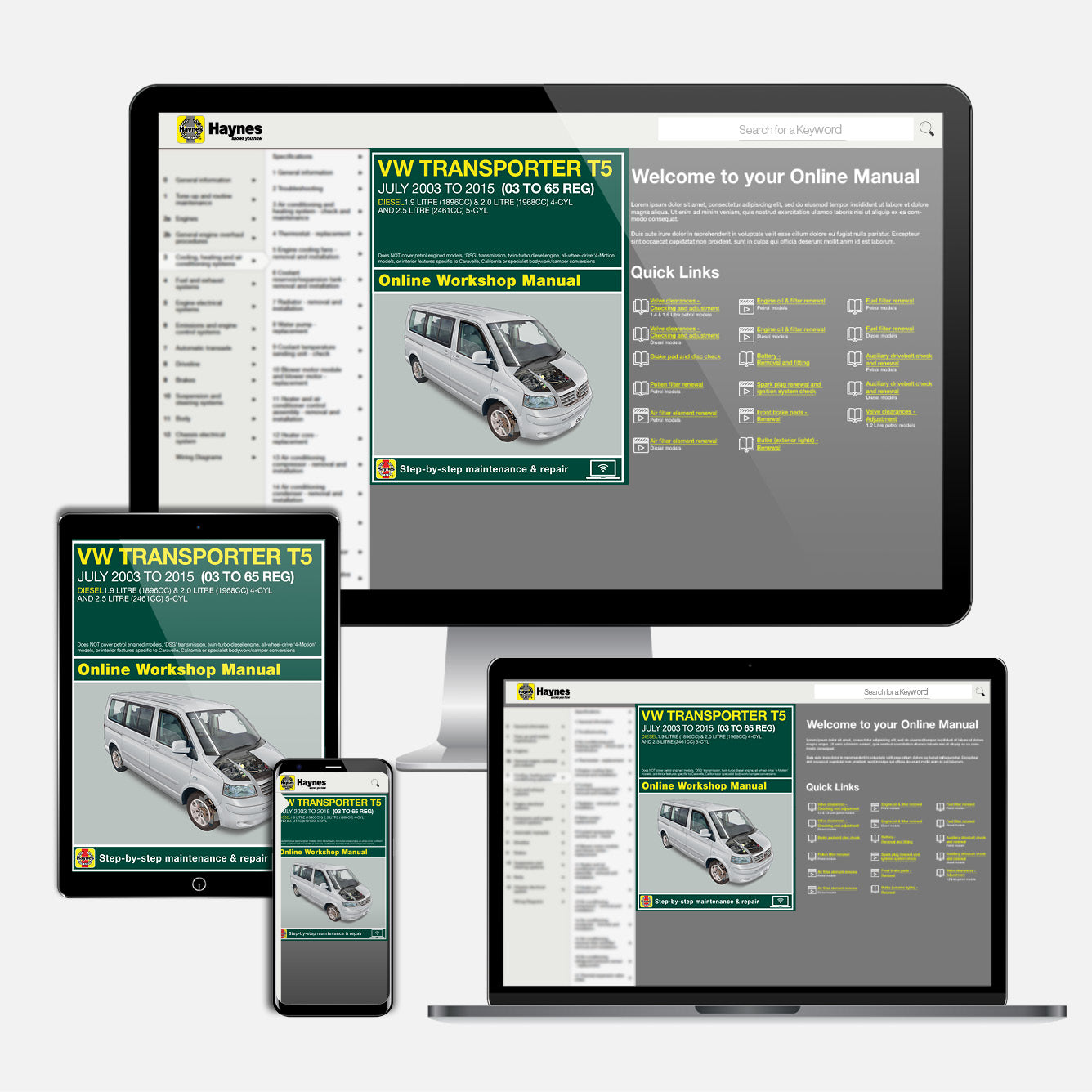 Volkswagen T5 Transporter (July 2003-2015) Haynes Repair Manual Online Manual