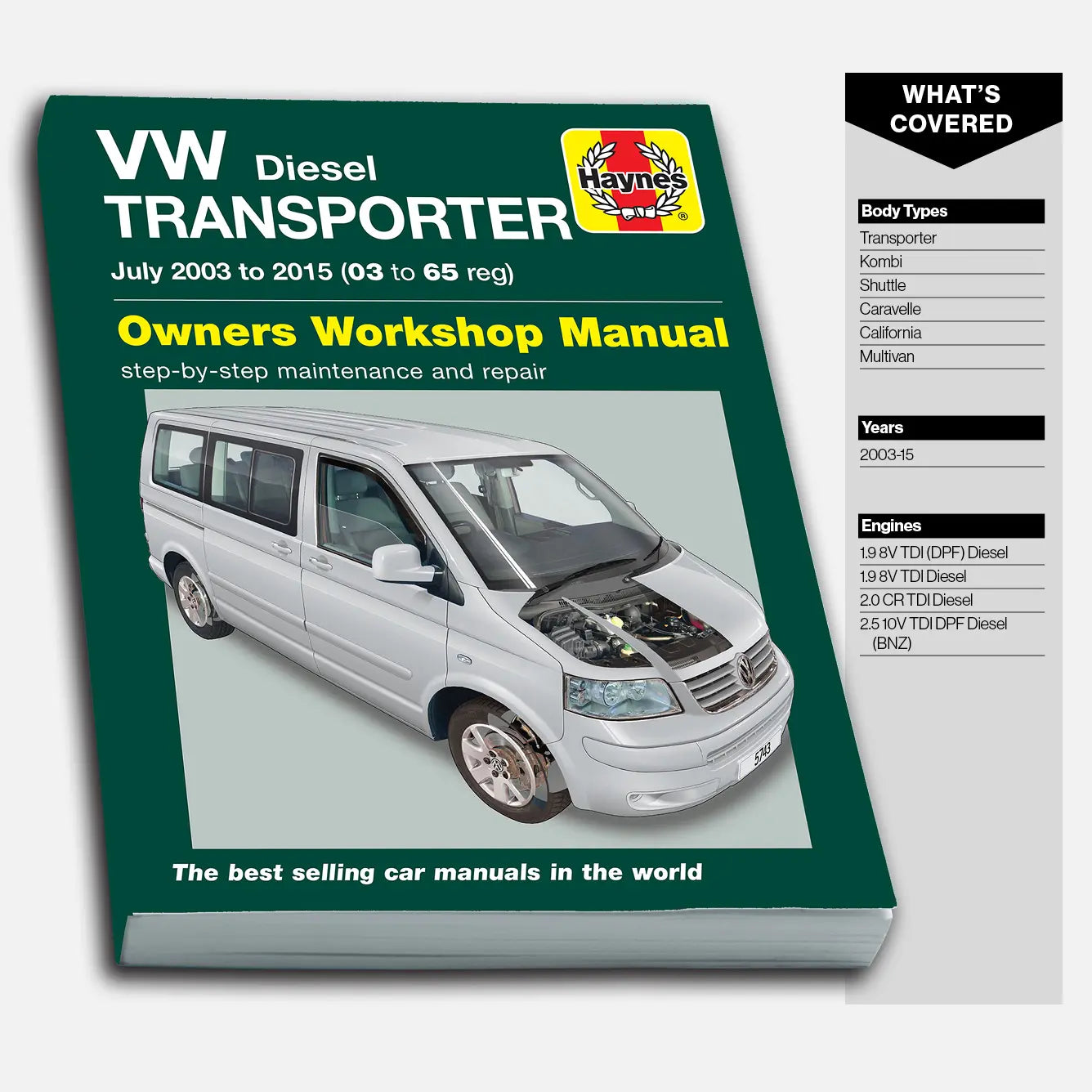 VW Diesel Transporter repair manual on a white background