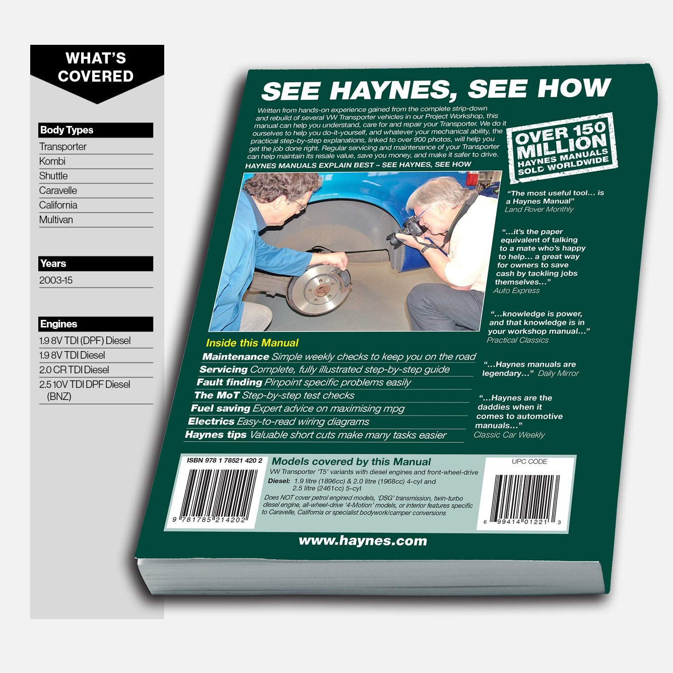 VW Diesel Transporter repair manual on a white background