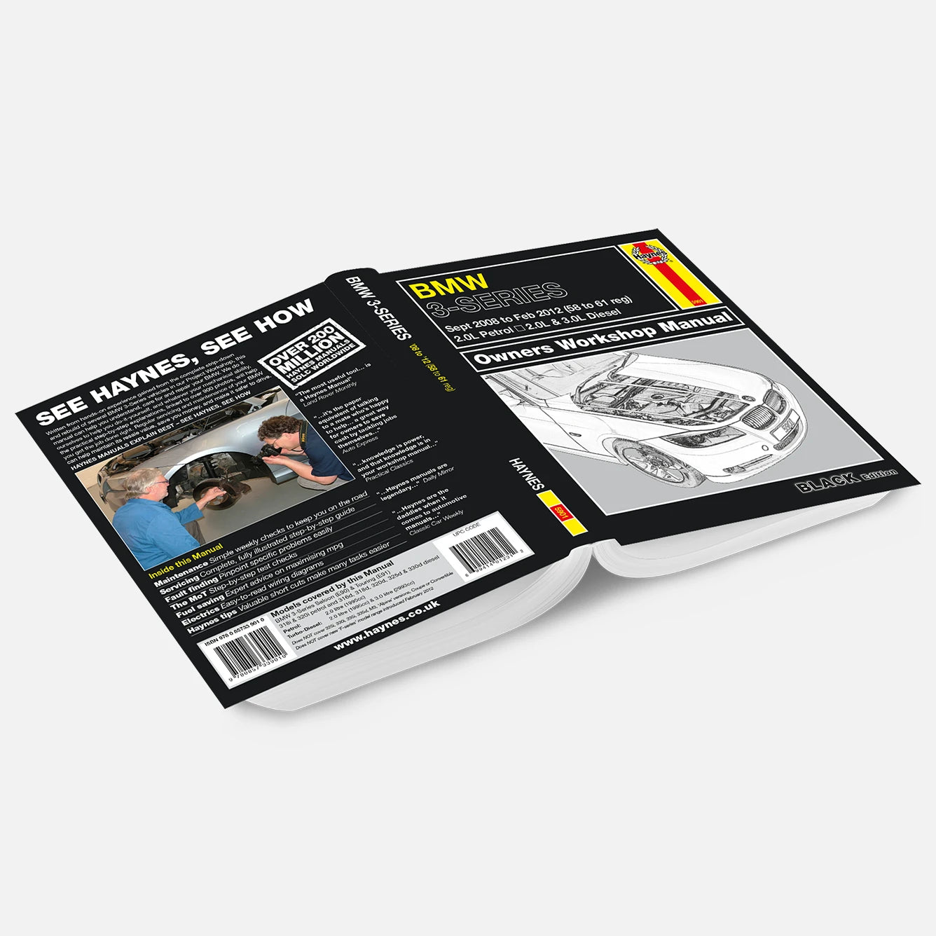 Haynes BMW owners workshop manual on a white background