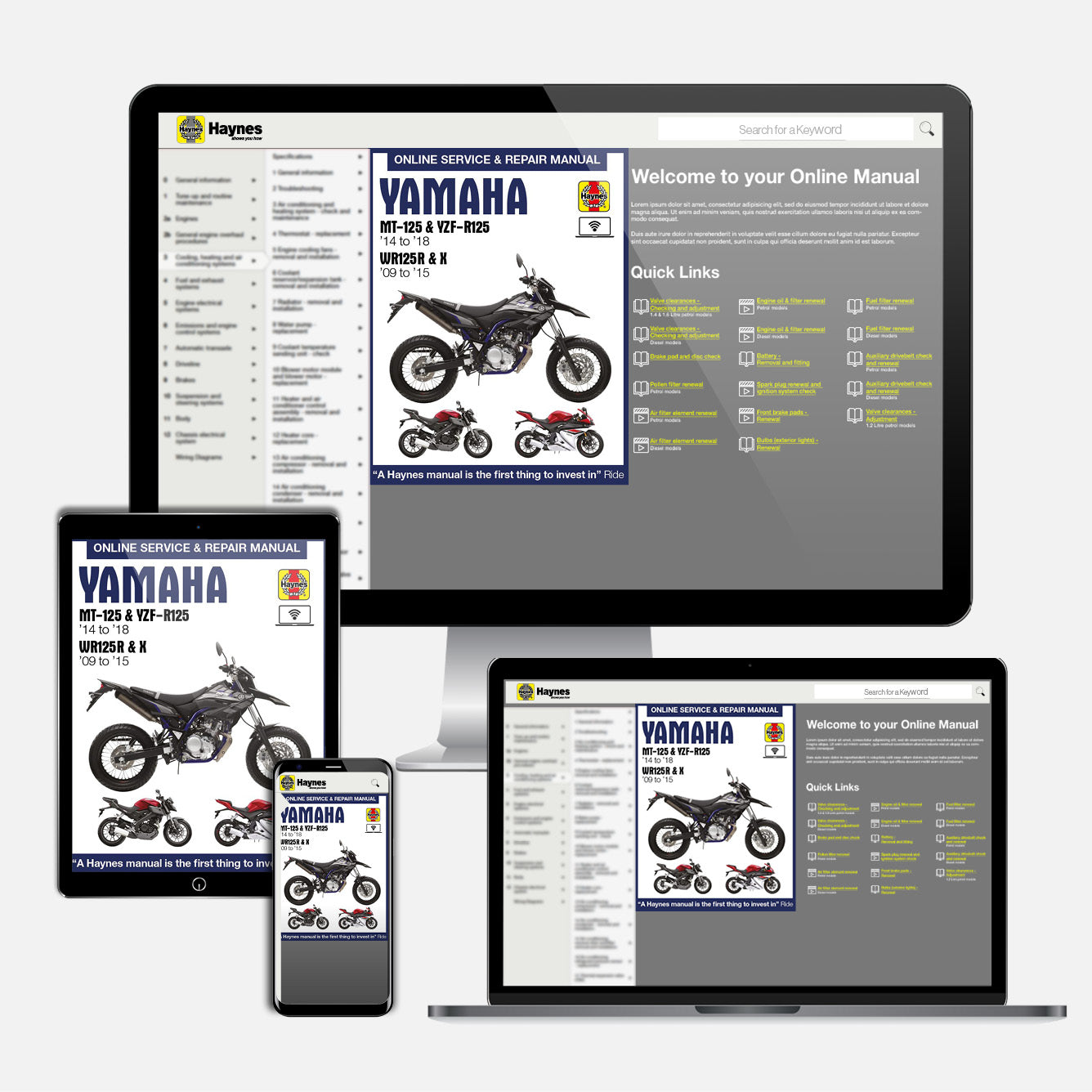 Yamaha MT-125, YZF-R125 (2014-2015) & WR125R/X (2009-2015) Haynes Repair Manual