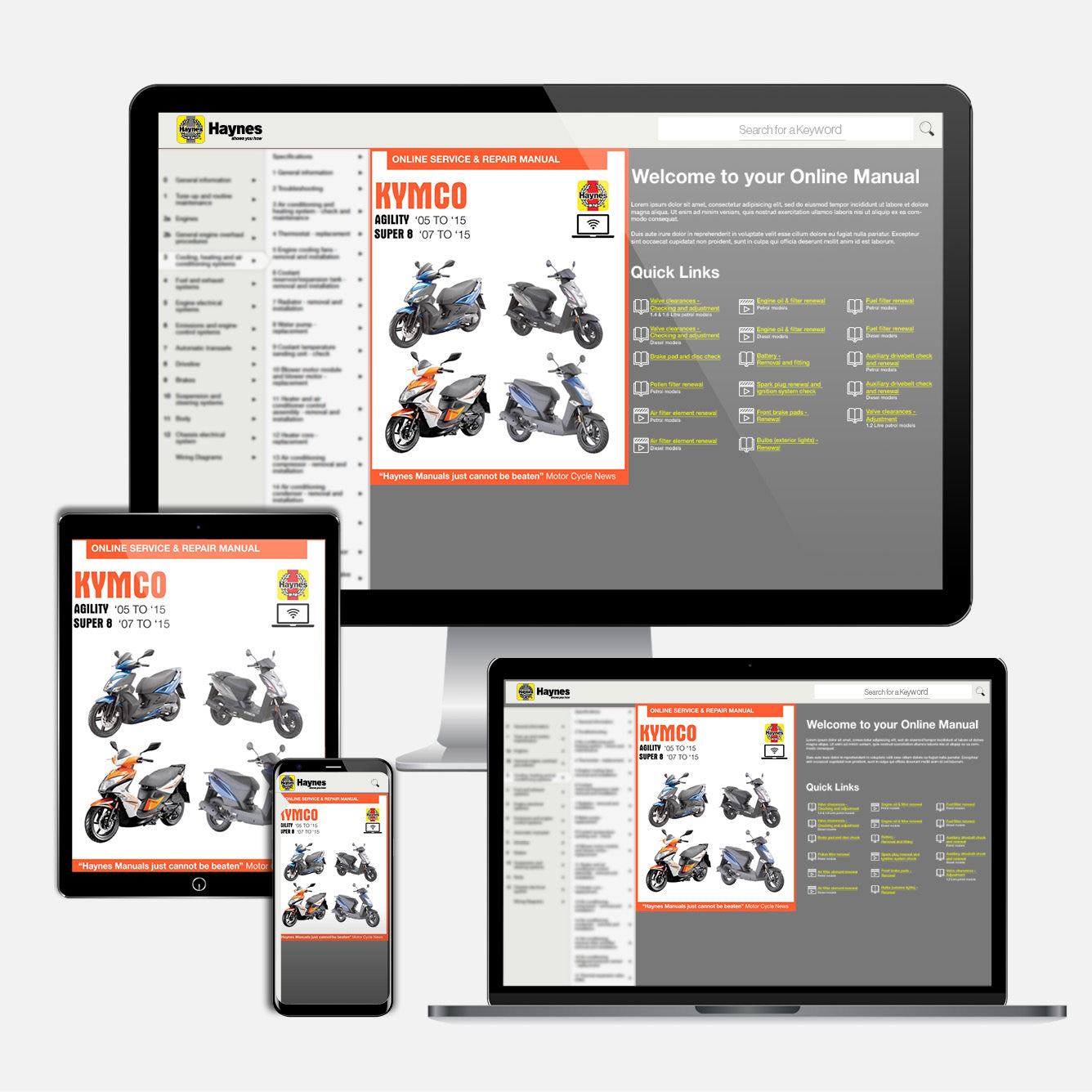 Kymco Agility (2005-2015) and Super 8 (2007-2015) Scooters Haynes Repair Manual