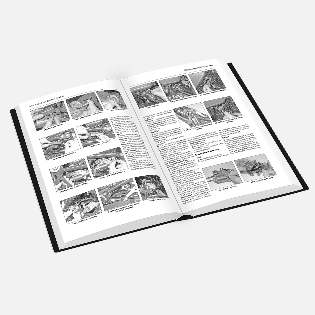 Open book with illustrations and text on a white background