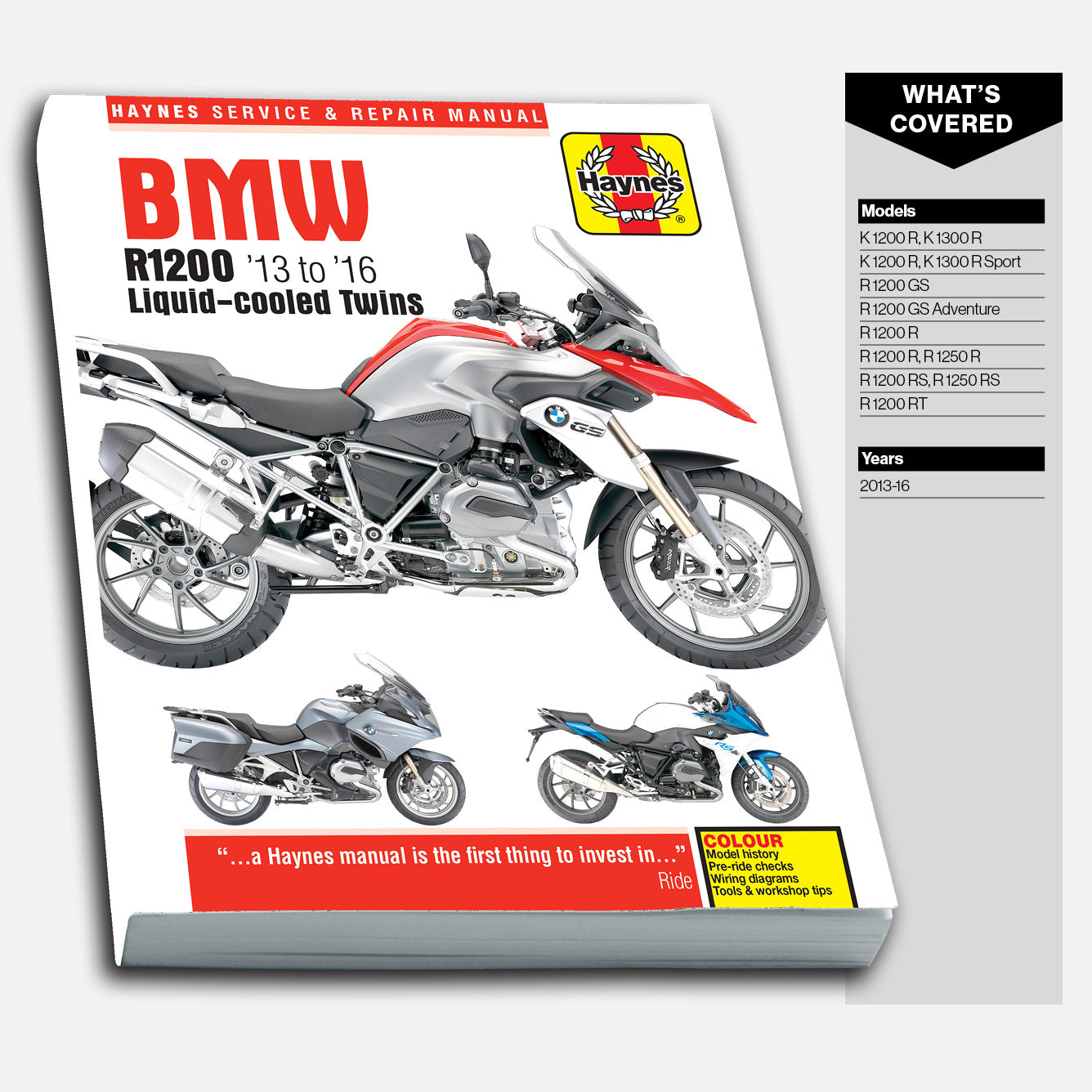 Haynes service and repair manual for BMW R1200 models on a white background