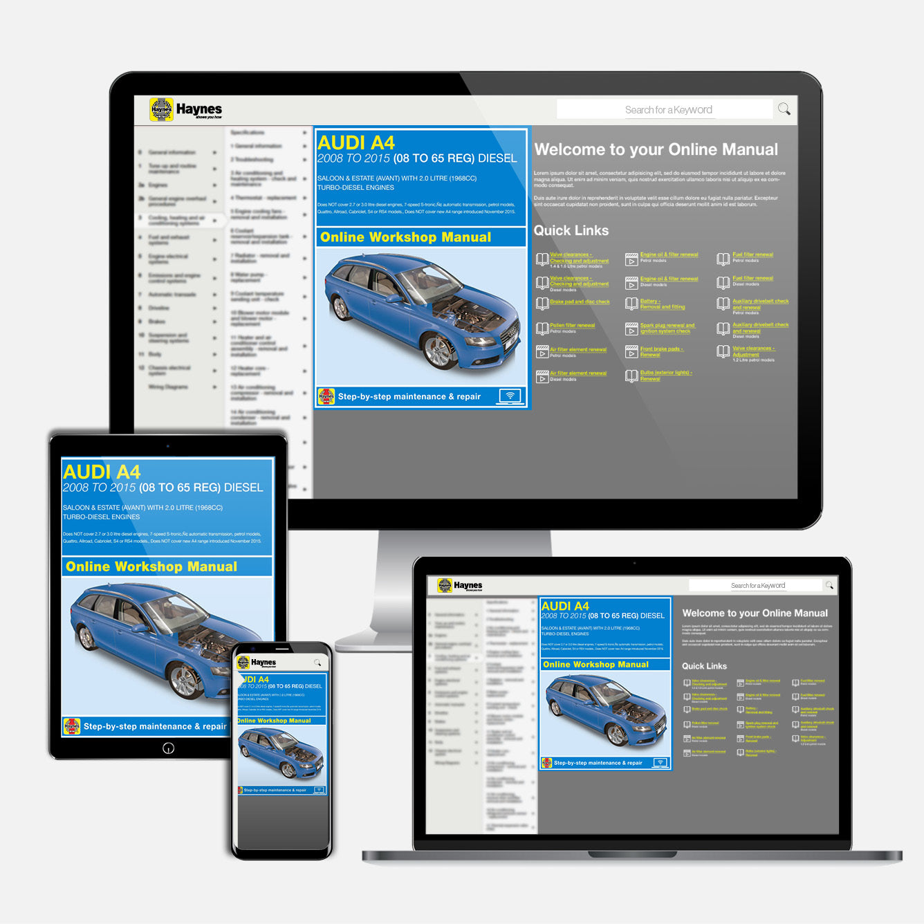 Audi A4 Diesel (Mar 2008-Oct 2015) Haynes Repair Manual 08 to 65
