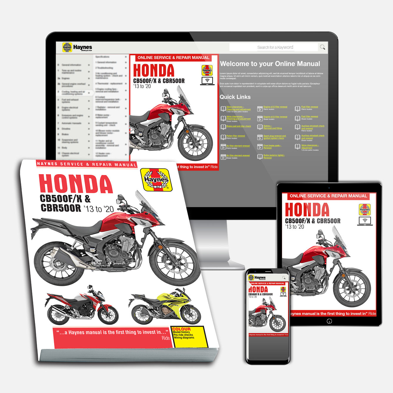 Honda CB500F/X & CBR500R (2013-2020) Haynes Repair Manual Bundle