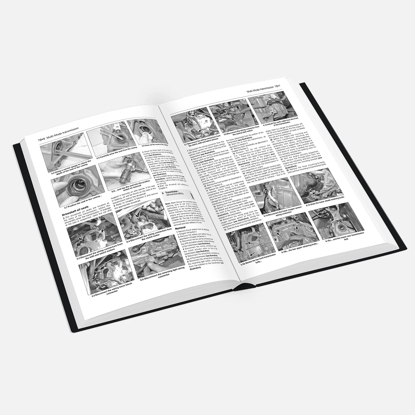 Open book with illustrations and text on a white background