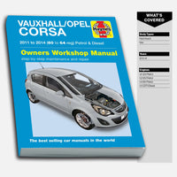 Vauxhall/Opel Corsa repair manual on a white background