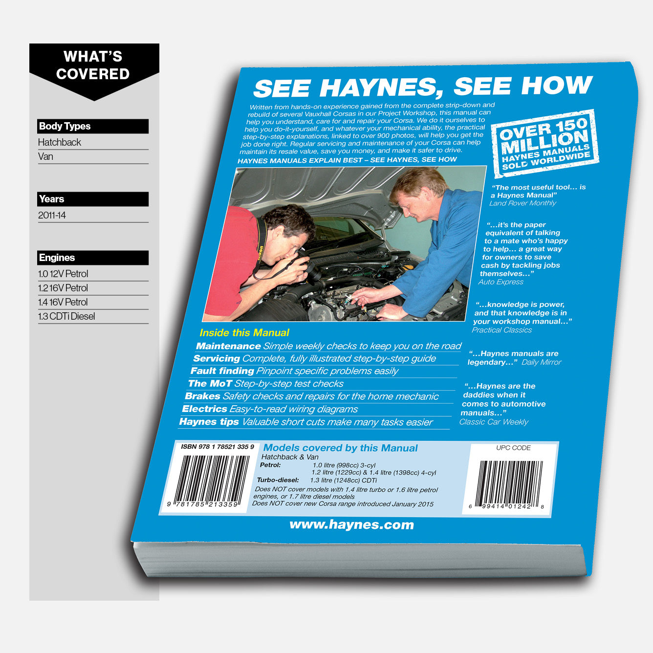 Vauxhall/Opel Corsa repair manual on a white background