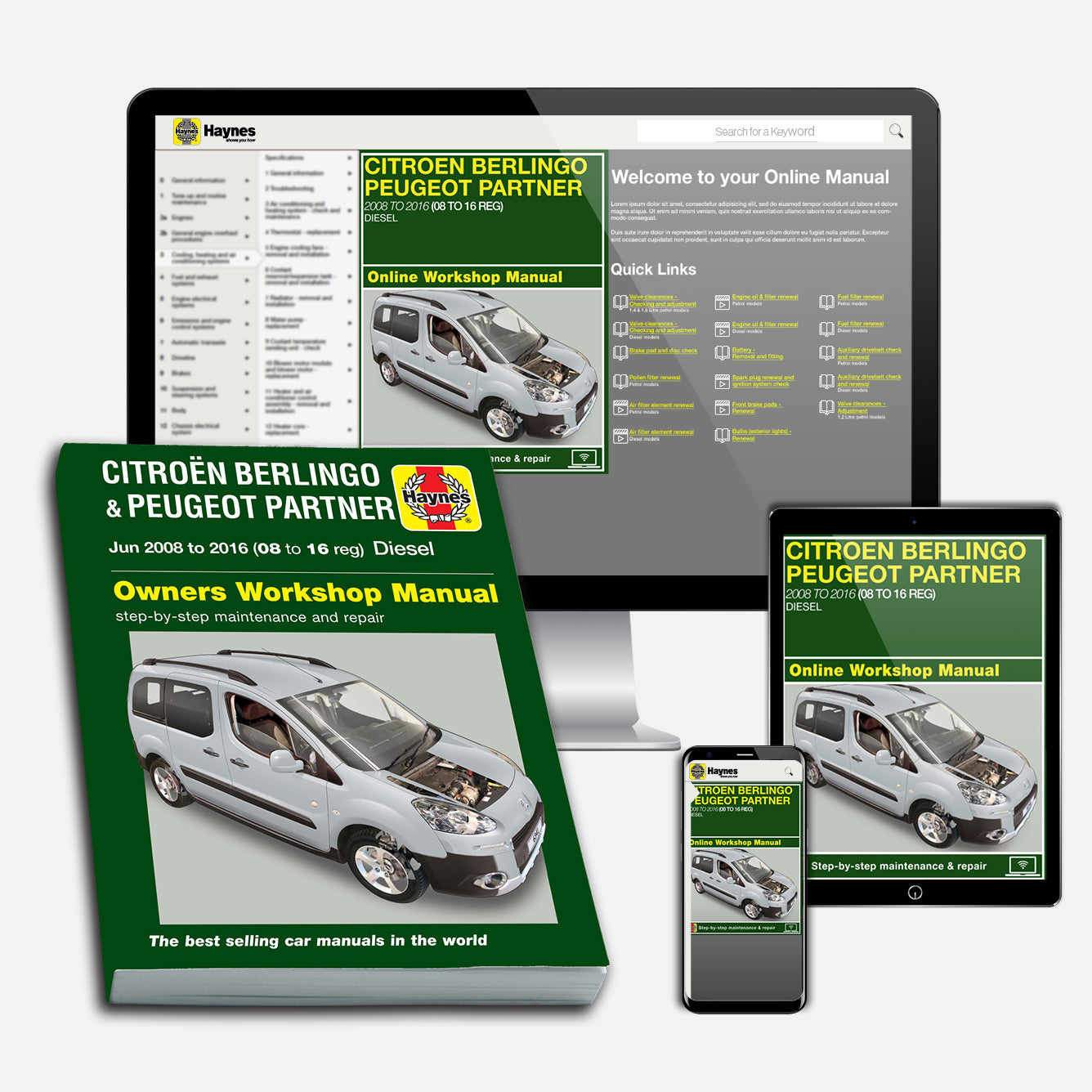Citroen Berlingo & Peugeot Partner Diesel (June 2008-2016) 08 to 16 Haynes Repair Manual Bundle
