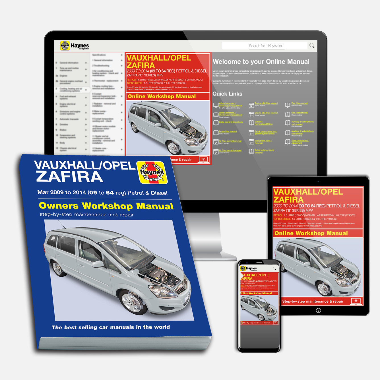 Vauxhall/Opel Zafira (Mar 2009-2014) 09 to 64 Haynes Repair Manual Bundle