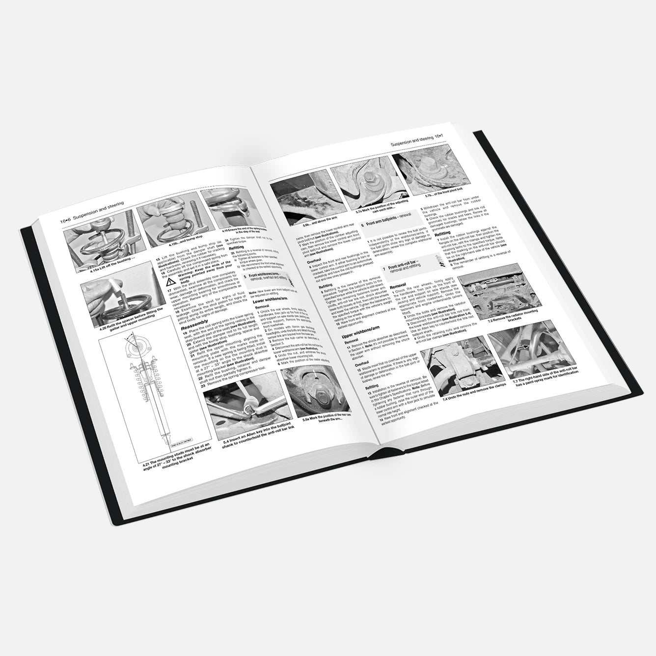 Open book with text and images on a white background